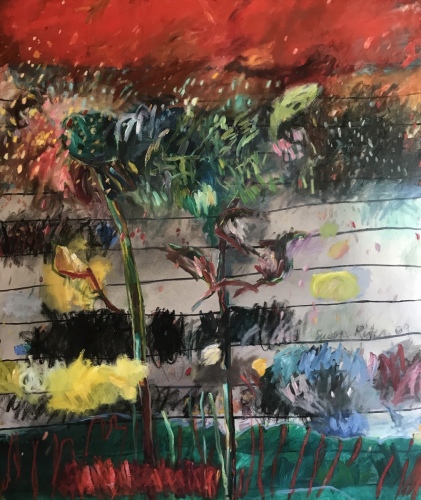 Painting-Abstract-Sunflowers in the Rain
