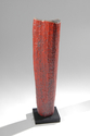 Tiffany Adams - Abstract Sculpture Ceramic, Sculpture, Raku, Red, steel, organic form - Abstract Sculpture