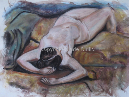 Drawing-Nude-Nude on rocks