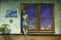 Painting--Oil-AllegoricalHomesick (Wonder if that Clown will Call)