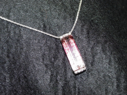 14kt white gold faded tourmaline pendant