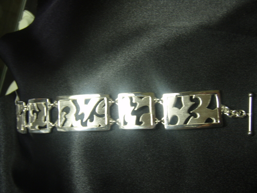 Silver rectangle link bracelet