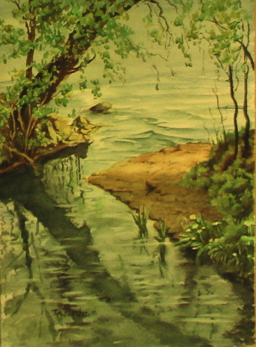 Painting-Hidden Stream - Lake Geneva