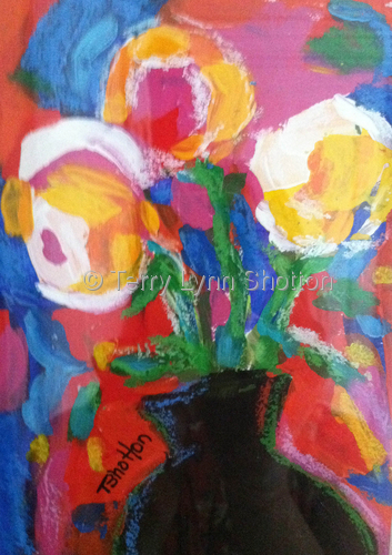 Painting-Acrylic-vase of flowers