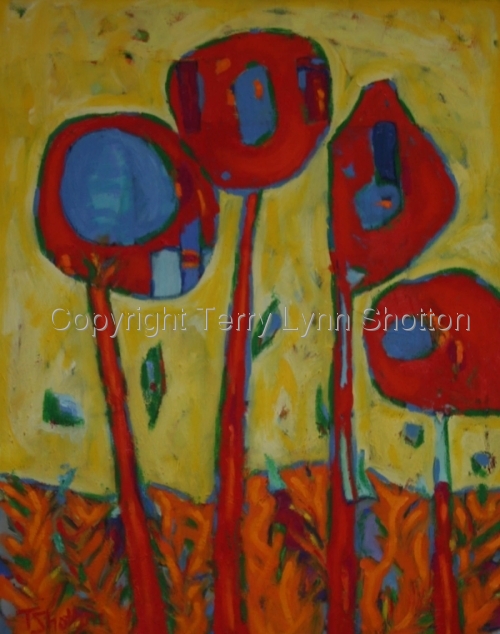 Painting-Oil-In Bloom - Red