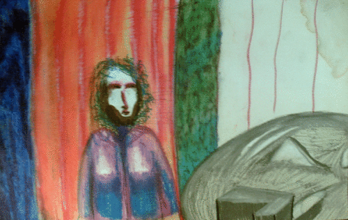 Painting-Abstract-The Museum oil pastel 11x17 010