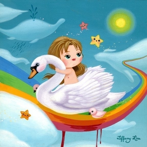 Painting-Swan Ride on Rainbow River