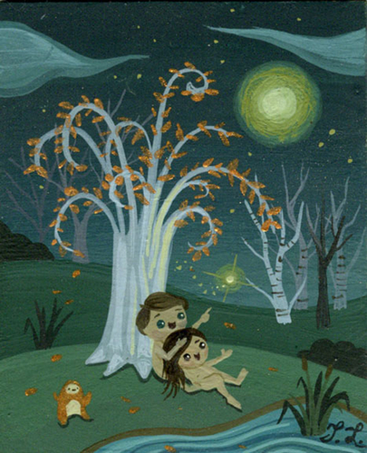 Painting-Stargazing Under a Magic Tree