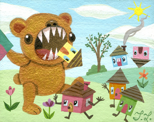 Painting-The Gold Bear Eats Houses