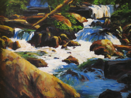 Painting-Acrylic-RUSHING WATERS