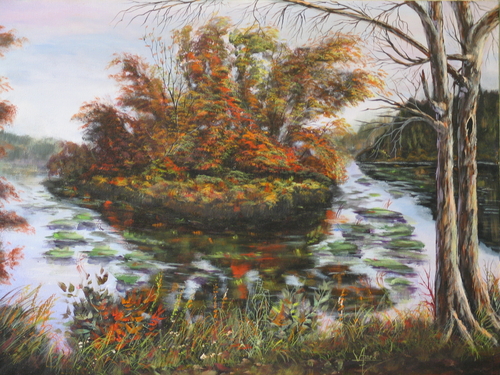 Painting-Acrylic-MARSH ISLAND (SNAKE SWAMP)  FALL, 2004