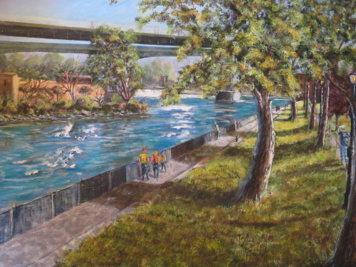 Painting-STROLLING BY THE RIVER 