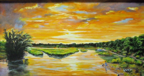Painting-Acrylic-SUNSET OVER SALMON RIVER
