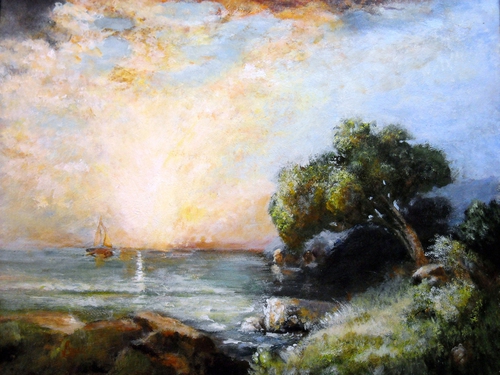Painting-Acrylic-Follow the Sun  (after Thomas Moran)