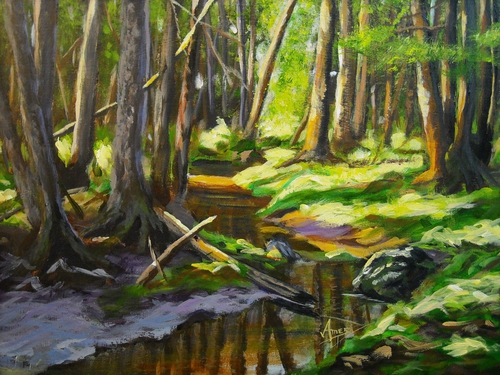 Painting-Acrylic-SUN-DAPPLED FOREST