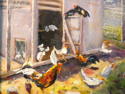 Painting-Acrylic-A CLUCK-CLUCK HERE