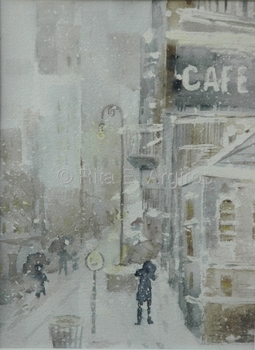 snow storm in the city