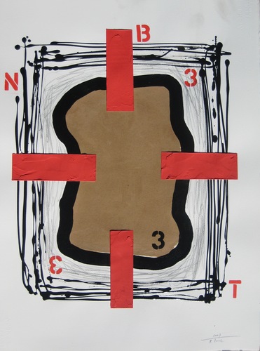 Mixed Media-Non-representational-4 BARRES VERMELLES