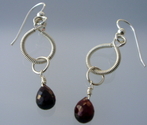 silver earrings, silver hoop earrings, garnet earrings, silver garnet earrings, Mozambique garnet, garnet briolette earrings - Earrings Jewelry