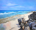 Vivien Archer - Seascape Painting Vivien Archer, Oil Seascape, rocky shore, Long Island, Bahamas
- Seascape Painting
