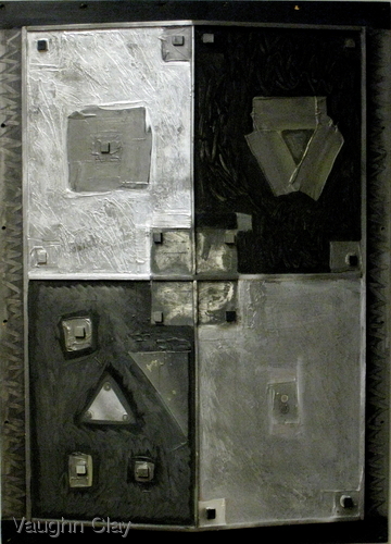Sculpture-Wood-Abstract Structure: Silver Dark Aura