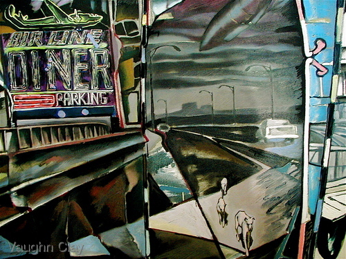 Painting-Oil-Detail GDS: Neon Nights (lower left)