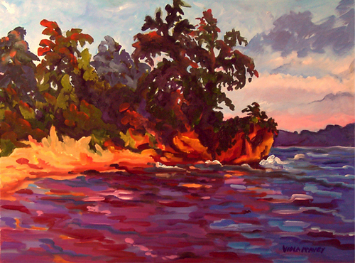 Painting-Plein Air-Sunset behind Dobbins Island