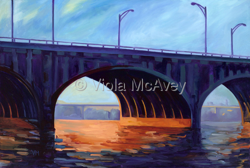 Painting-Landscape-Sunset Bridge