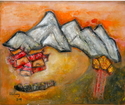 Mountain Village in Golden Rays