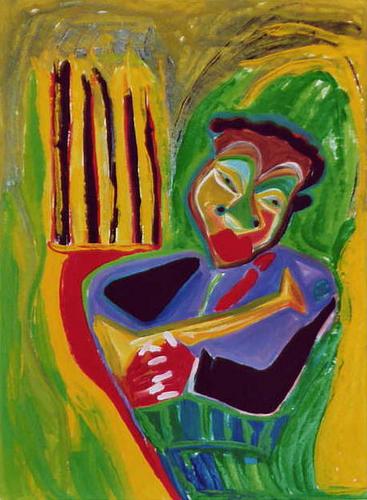 Print Making-Figurative-Man with Horn