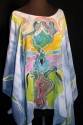 Blue,Orchid,Batik,silk chiffon,poncho -  Fiber Art