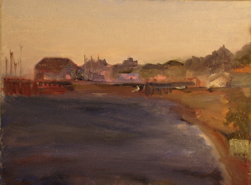 Painting-Landscape-Dusk at the Harbor