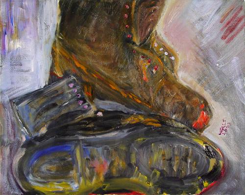 Painting-Still Life-Two Boots