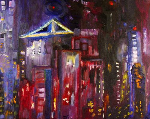 Painting-Cityscape-Looking North at Night