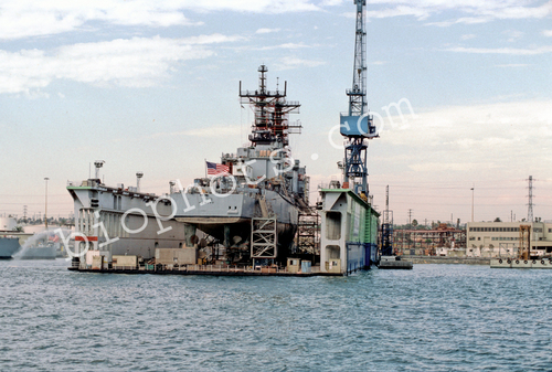 Military Ship in Dry Dock