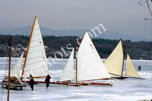 Ice Yachts On Frozen Hudson River