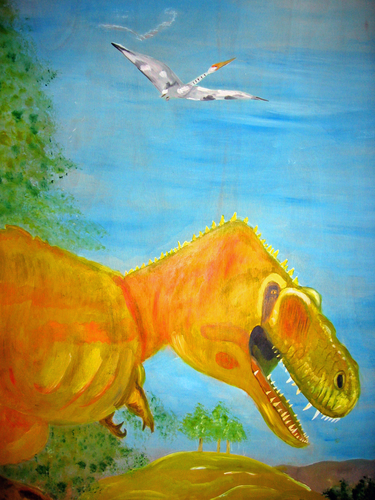 Painting-Dinosaur scenery