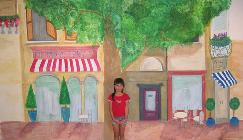 Painting-Cityscape-Mural, Italian Cafetaria Scene