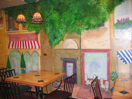 Painting-Mural, Italian Cafetaria Scene