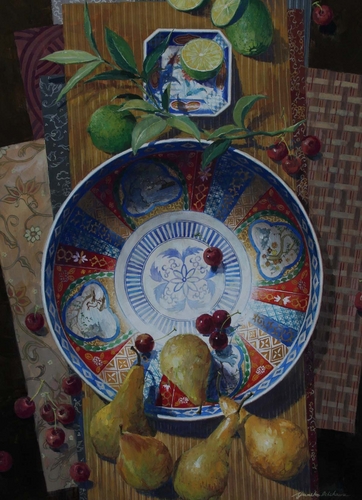 Painting-Watercolor-Imari & Pears