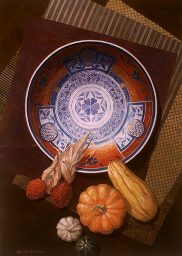 Painting-Watercolor-Imari & Squashes