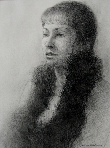 Drawing-Charcoal-Black Shawl