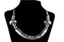 Silver-Leafed Polymer and Sterling Necklace  jz118