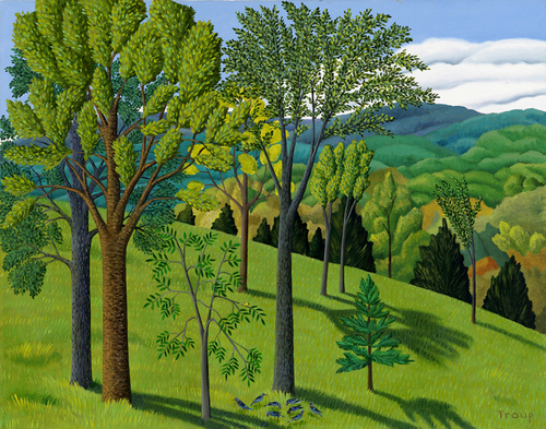 LANDSCAPE WITH FIELDS & BIRDS by Jane Troup