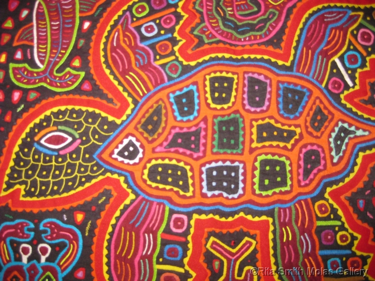 Artwork: Turtle Mola Kunas of San Blas Panama #1113 by Rita Smith Molas  Gallery