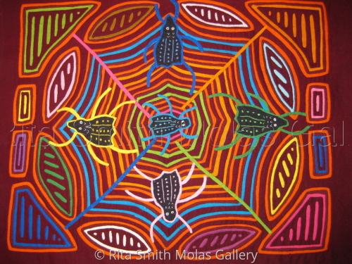 Spider Web Mola San Blas Panama #559 by Mola Art And Craft Rita Smith
