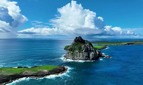 A Fabulous Blue Sea Panorama in the morning. Brazil.