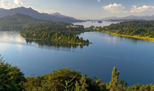 A Beautiful Panorama of A Calm Lake in the morning. Patagonia-Argentina.